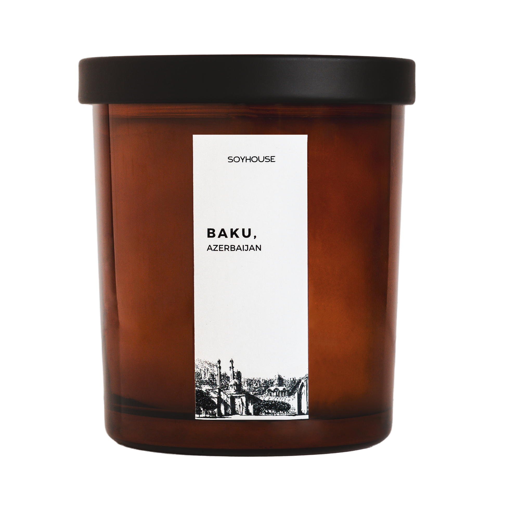 Baku Azerbaijan Home Candle - Beesoy Scented Candle, Peaches, Mulberries, Jasmine, Rose, Amber, Sandalwood