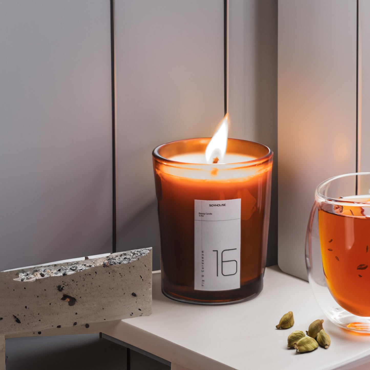 No. 16 Fig & Cardamom Home Candle - Beesoy Scented Candle, Purchase Now in Pakistan, Eco-friendly Soy Candle, 3-Wick Candle, Handcrafted