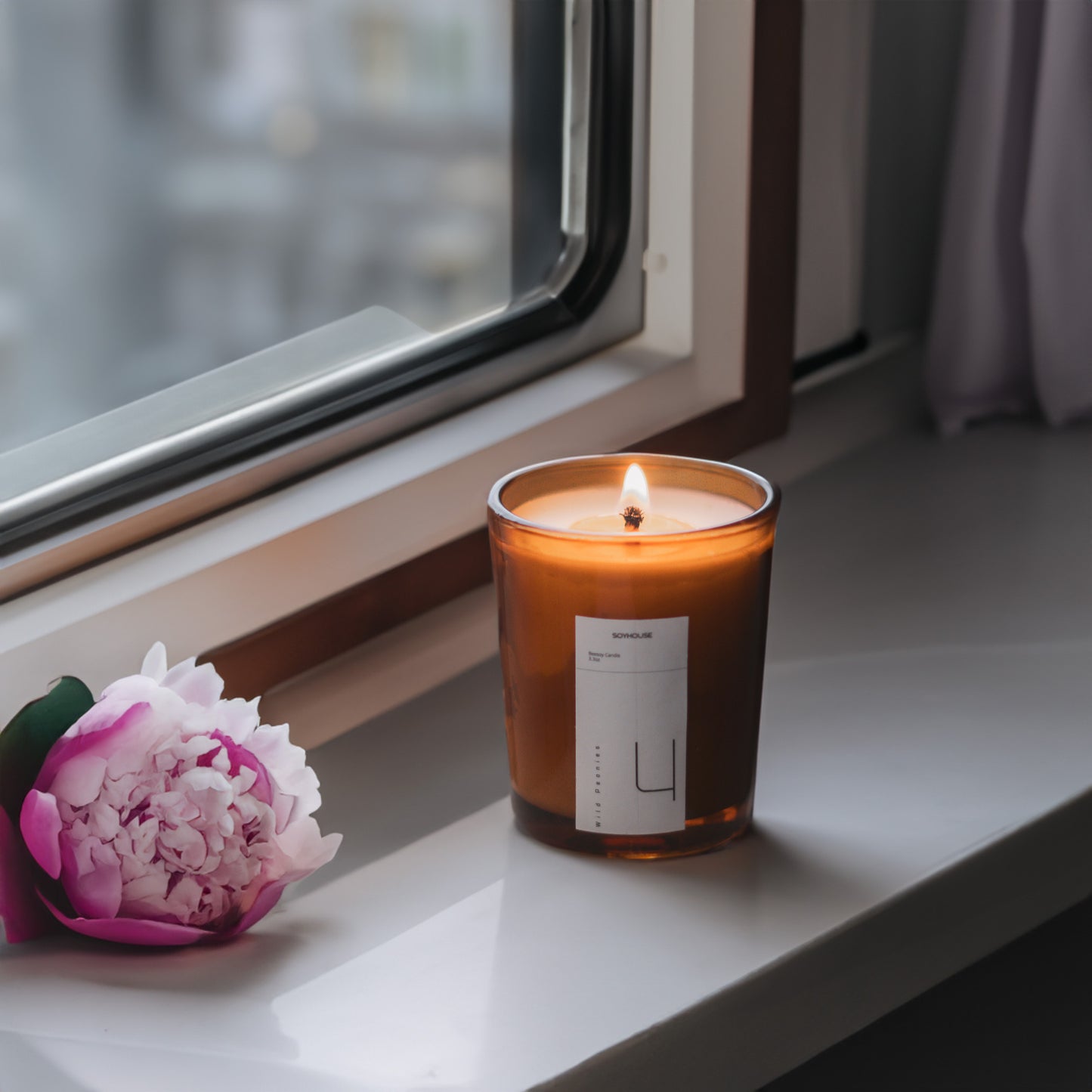 No. 4 Wild Peonies Home Candle - Beesoy Scented Candle, Purchase Now in Pakistan, Eco-friendly Soy Candle, 3-Wick Candle, Handcrafted